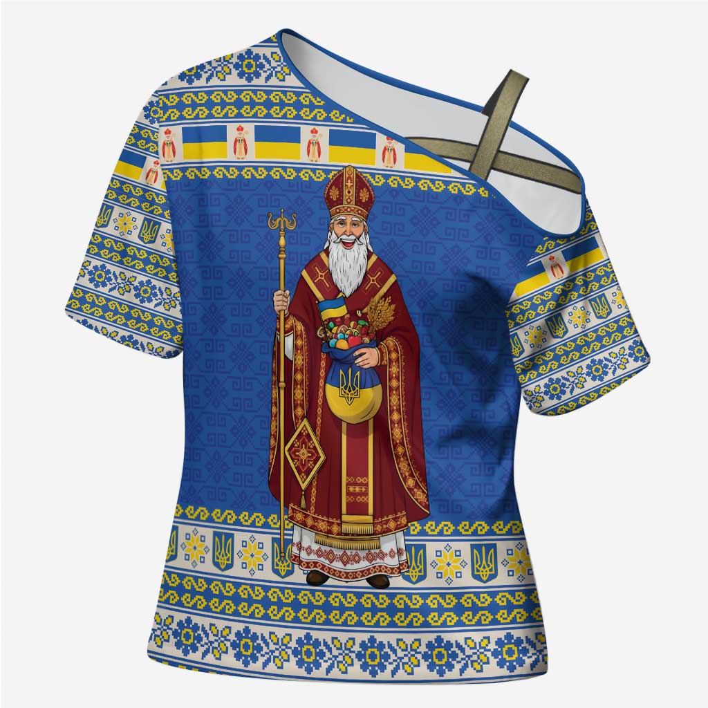 Ukraine Christmas Cross Shoulder Shirt Saint Nicholas Vyshyvanka Style - Wonder Print Shop