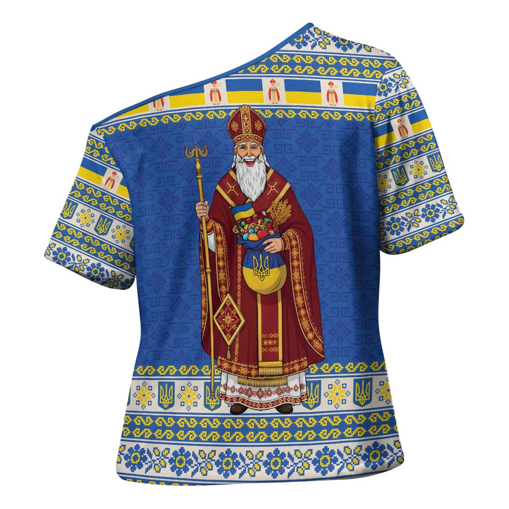 Ukraine Christmas Cross Shoulder Shirt Saint Nicholas Vyshyvanka Style - Wonder Print Shop
