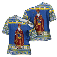 Ukraine Christmas Cross Shoulder Shirt Saint Nicholas Vyshyvanka Style - Wonder Print Shop