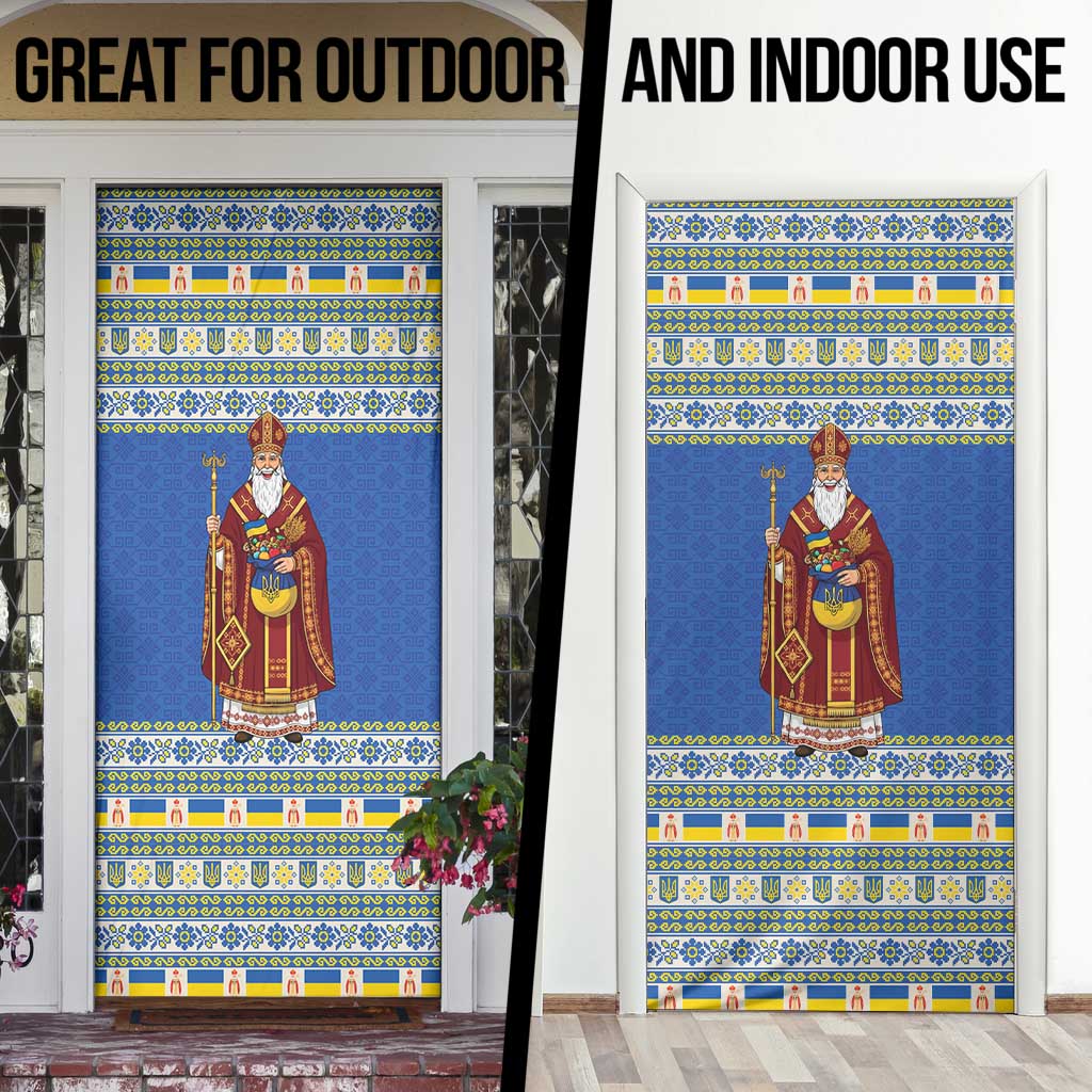 Ukraine Christmas Door Cover Saint Nicholas Vyshyvanka Style - Wonder Print Shop