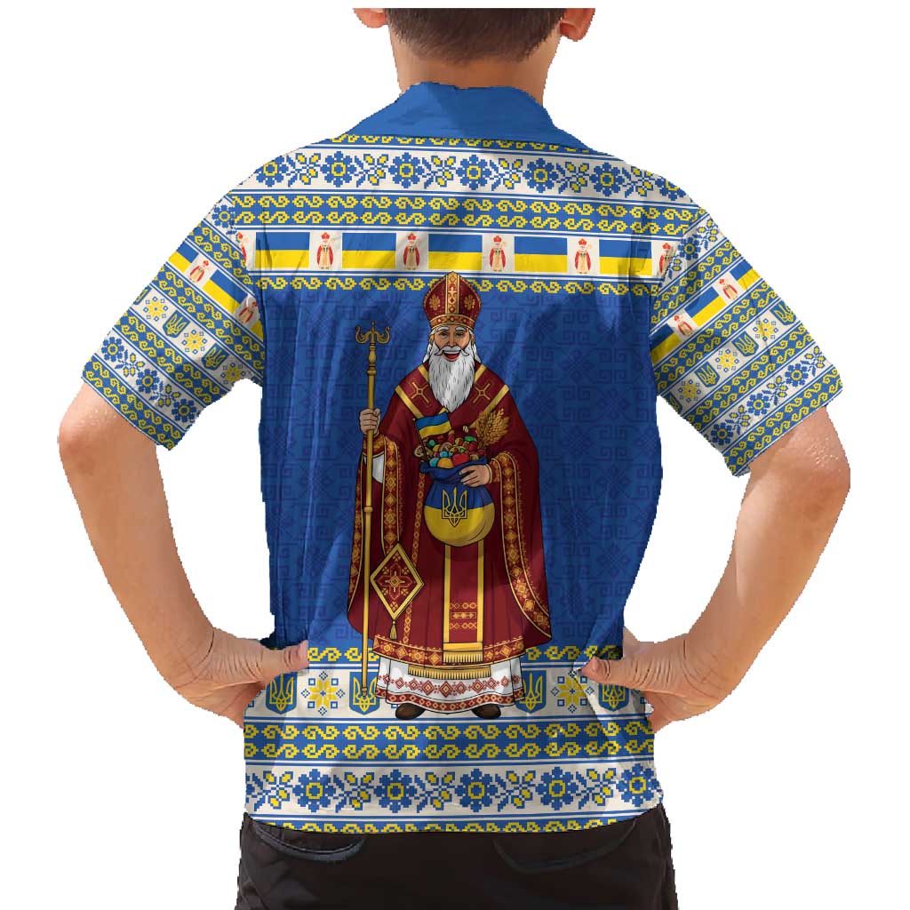Ukraine Christmas Family Matching Mermaid Dress and Hawaiian Shirt Saint Nicholas Vyshyvanka Style - Wonder Print Shop