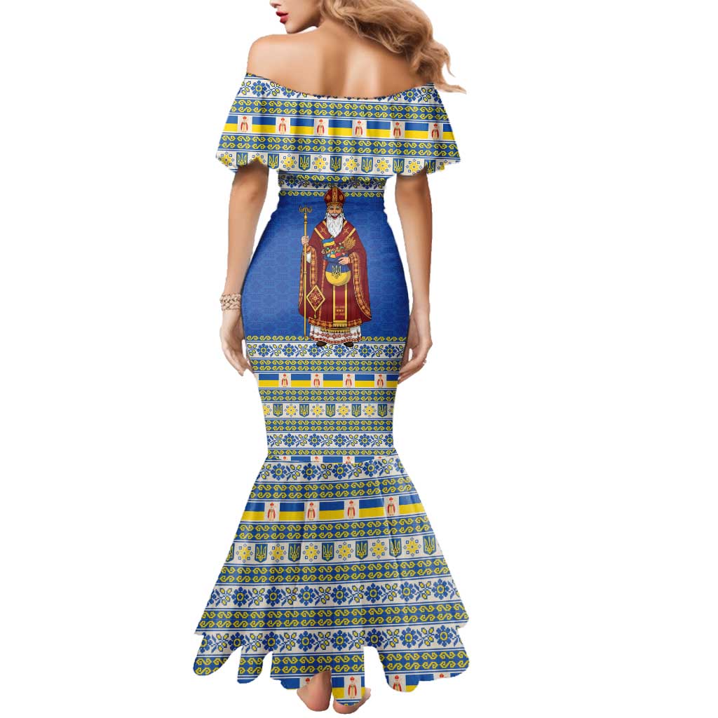 Ukraine Christmas Family Matching Mermaid Dress and Hawaiian Shirt Saint Nicholas Vyshyvanka Style - Wonder Print Shop