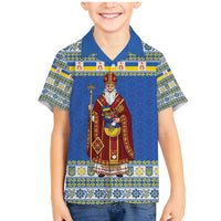 Ukraine Christmas Family Matching Mermaid Dress and Hawaiian Shirt Saint Nicholas Vyshyvanka Style - Wonder Print Shop