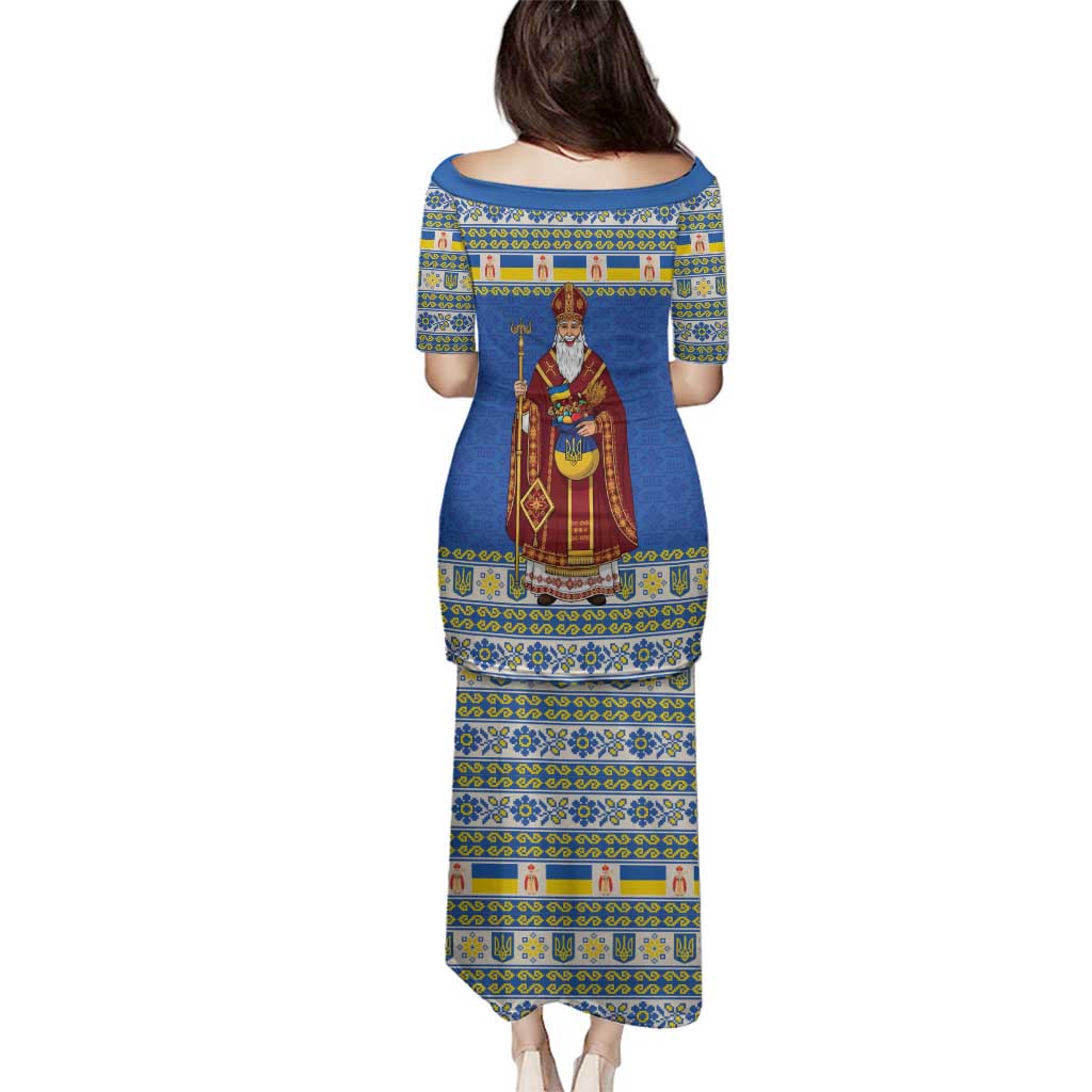 Ukraine Christmas Family Matching Puletasi and Hawaiian Shirt Saint Nicholas Vyshyvanka Style - Wonder Print Shop