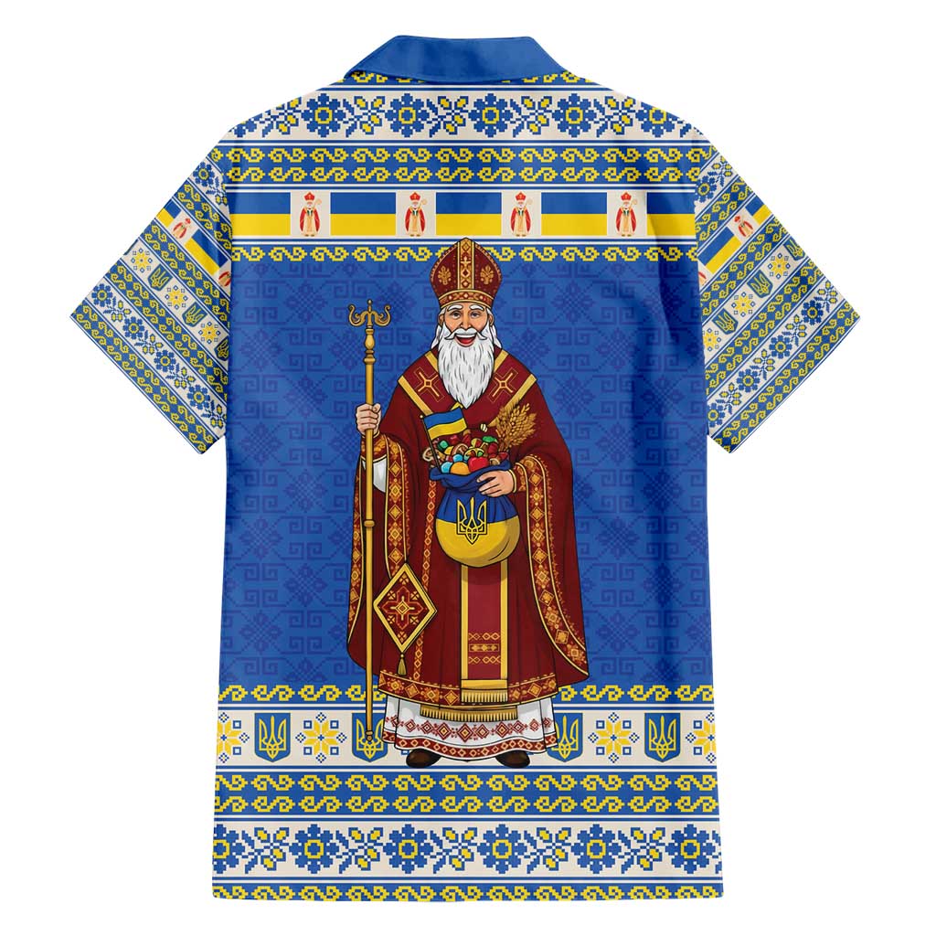 Ukraine Christmas Family Matching Short Sleeve Bodycon Dress and Hawaiian Shirt Saint Nicholas Vyshyvanka Style - Wonder Print Shop