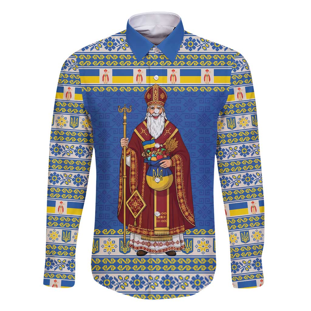 Ukraine Christmas Family Matching Short Sleeve Bodycon Dress and Hawaiian Shirt Saint Nicholas Vyshyvanka Style - Wonder Print Shop