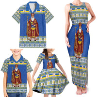 Ukraine Christmas Family Matching Tank Maxi Dress and Hawaiian Shirt Saint Nicholas Vyshyvanka Style - Wonder Print Shop