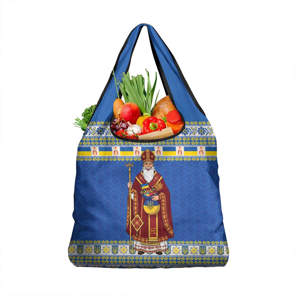 Ukraine Christmas Grocery Bag Saint Nicholas Vyshyvanka Style - Wonder Print Shop
