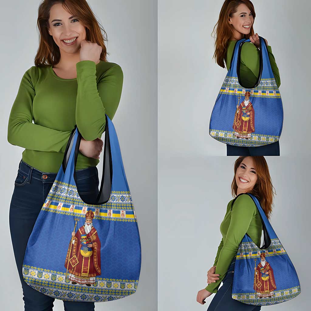 Ukraine Christmas Grocery Bag Saint Nicholas Vyshyvanka Style - Wonder Print Shop