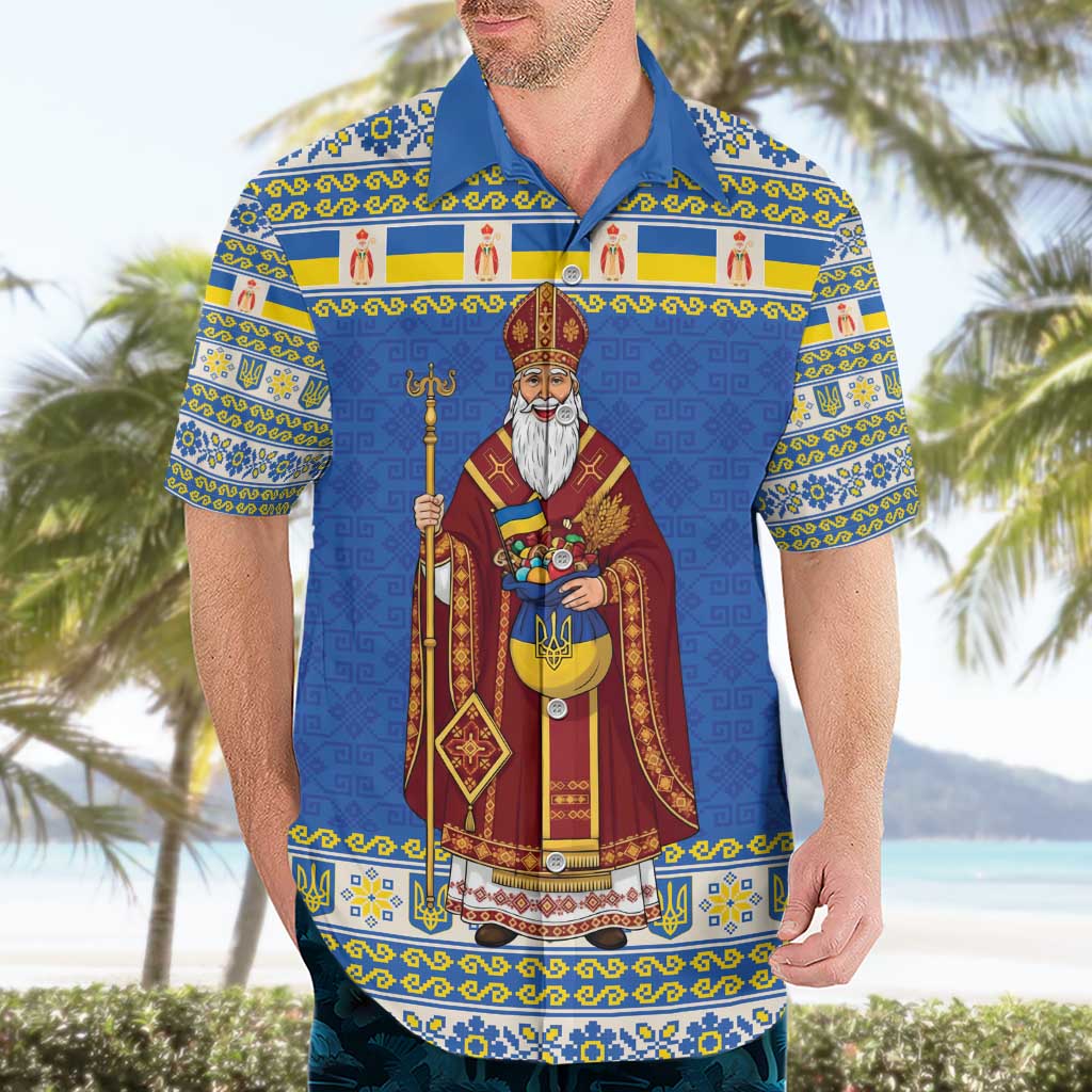 Ukraine Christmas Hawaiian Shirt Saint Nicholas Vyshyvanka Style - Wonder Print Shop