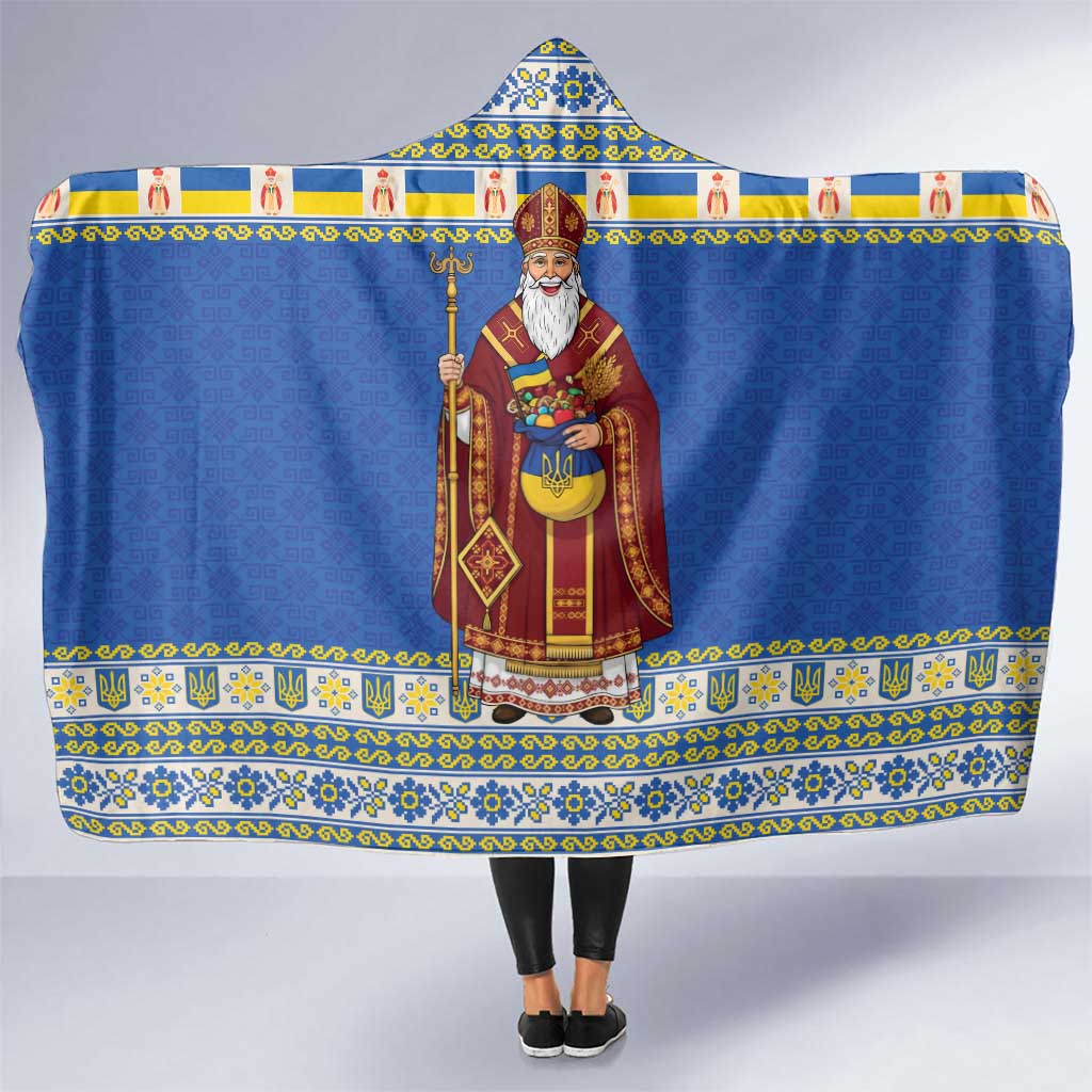 Ukraine Christmas Hooded Blanket Saint Nicholas Vyshyvanka Style - Wonder Print Shop