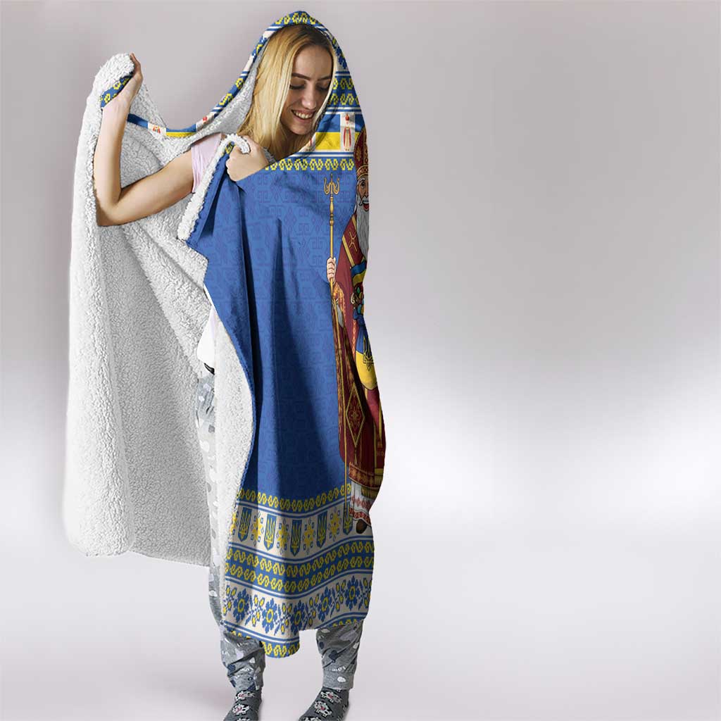 Ukraine Christmas Hooded Blanket Saint Nicholas Vyshyvanka Style - Wonder Print Shop