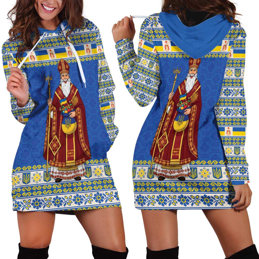 Ukraine Christmas Hoodie Dress Saint Nicholas Vyshyvanka Style - Wonder Print Shop