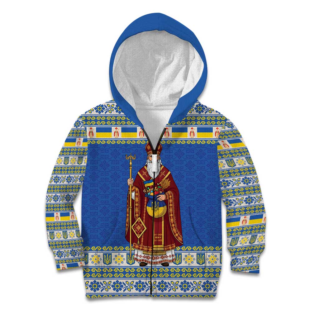 Ukraine Christmas Kid Hoodie Saint Nicholas Vyshyvanka Style - Wonder Print Shop