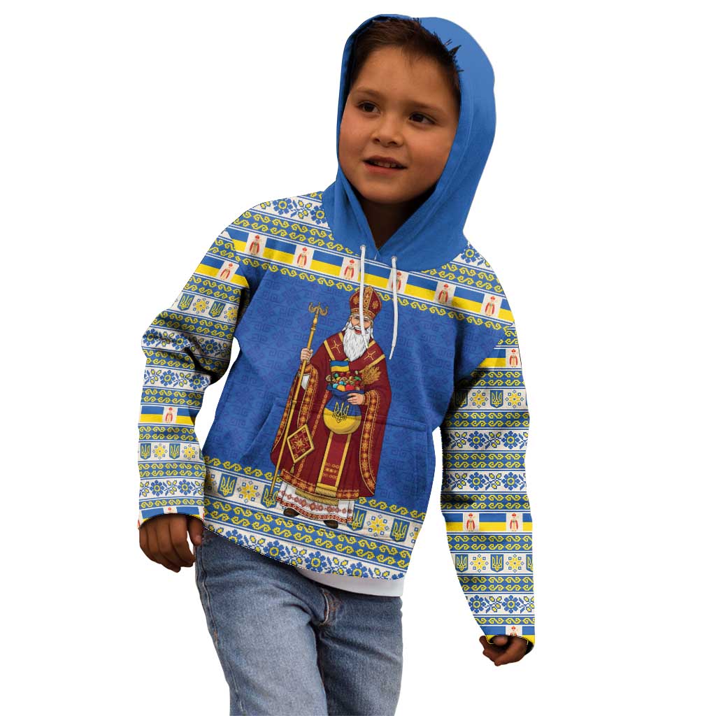 Ukraine Christmas Kid Hoodie Saint Nicholas Vyshyvanka Style - Wonder Print Shop