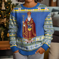 Ukraine Christmas Kid Ugly Christmas Sweater Saint Nicholas Vyshyvanka Style - Wonder Print Shop