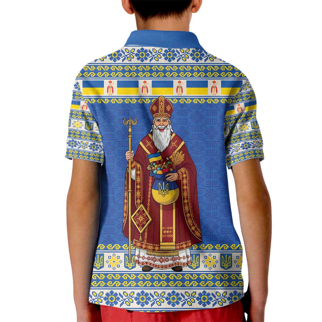 Ukraine Christmas Kid Polo Shirt Saint Nicholas Vyshyvanka Style - Wonder Print Shop