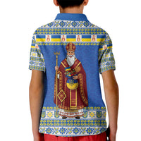 Ukraine Christmas Kid Polo Shirt Saint Nicholas Vyshyvanka Style - Wonder Print Shop
