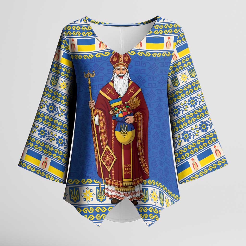 Ukraine Christmas Kimono Sleeve Blouse Saint Nicholas Vyshyvanka Style - Wonder Print Shop