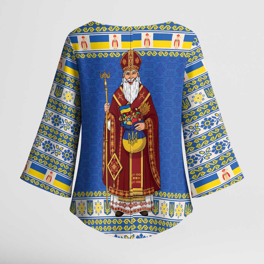 Ukraine Christmas Kimono Sleeve Blouse Saint Nicholas Vyshyvanka Style - Wonder Print Shop