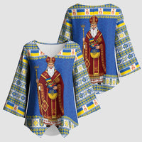 Ukraine Christmas Kimono Sleeve Blouse Saint Nicholas Vyshyvanka Style - Wonder Print Shop