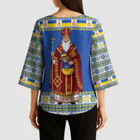 Ukraine Christmas Kimono Sleeve Blouse Saint Nicholas Vyshyvanka Style - Wonder Print Shop