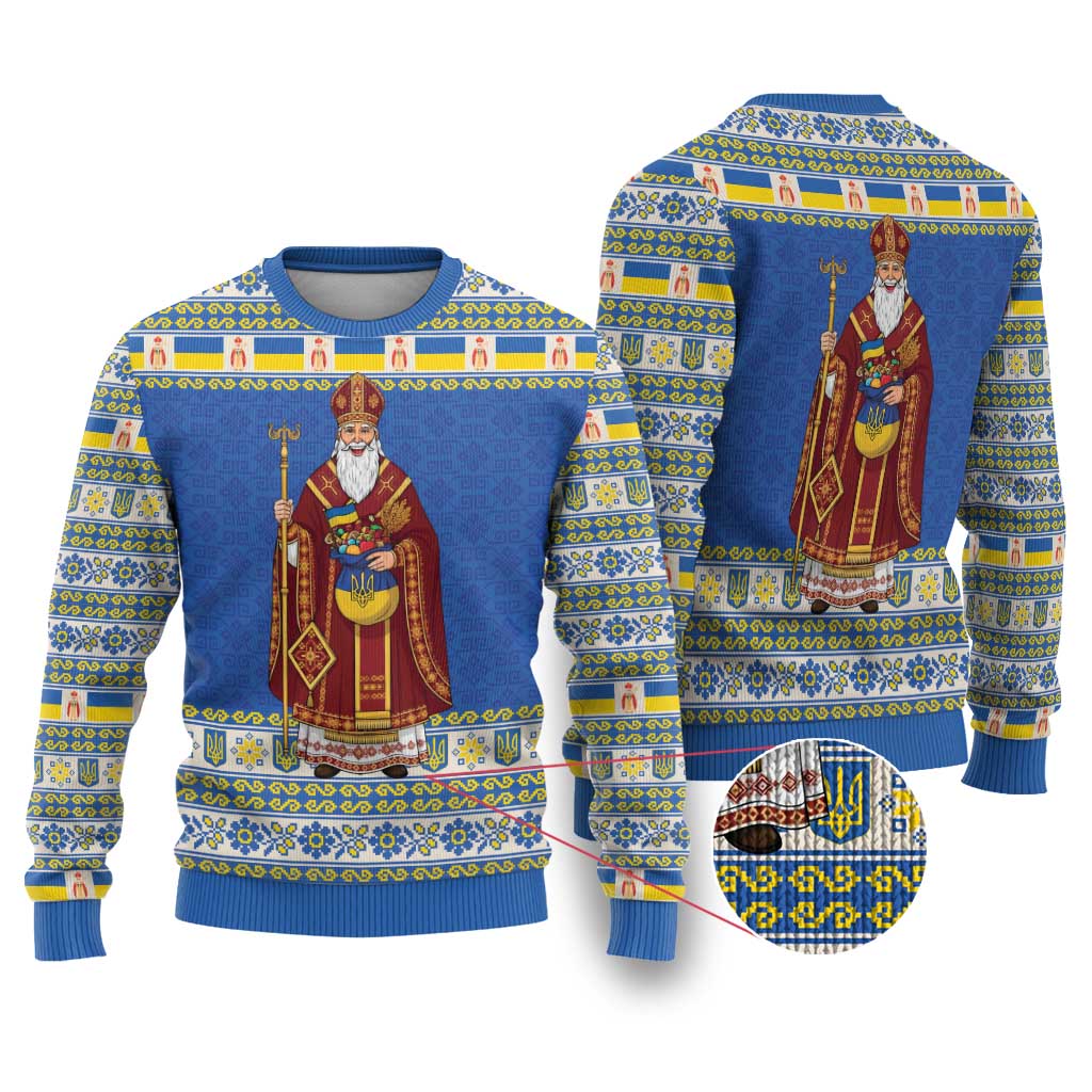 Ukraine Christmas Ugly Christmas Sweater Saint Nicholas Vyshyvanka Style - Wonder Print Shop