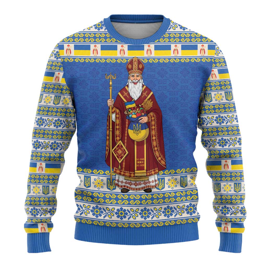 Ukraine Christmas Ugly Christmas Sweater Saint Nicholas Vyshyvanka Style - Wonder Print Shop