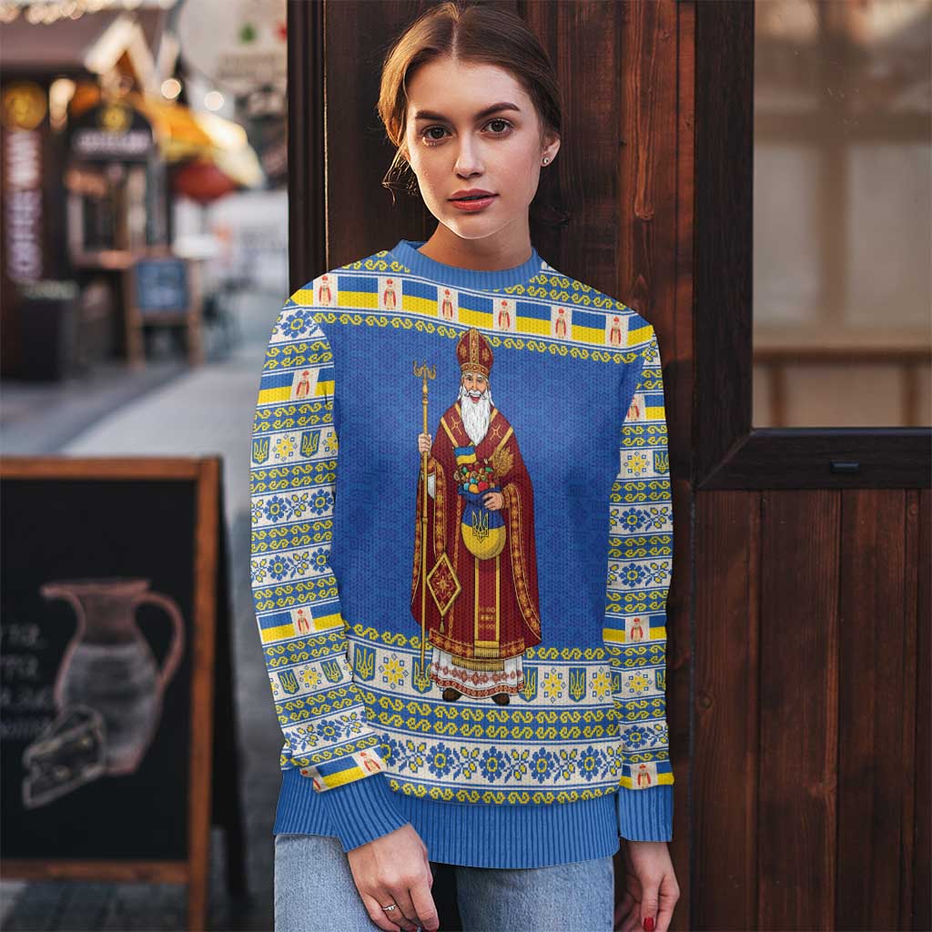 Ukraine Christmas Ugly Christmas Sweater Saint Nicholas Vyshyvanka Style - Wonder Print Shop