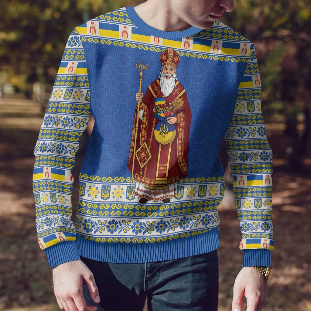 Ukraine Christmas Ugly Christmas Sweater Saint Nicholas Vyshyvanka Style - Wonder Print Shop