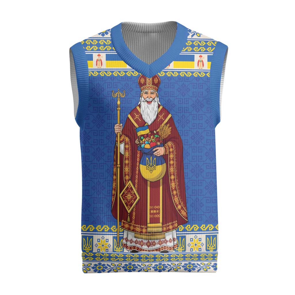 Ukraine Christmas Knitted V-Neck Vest Saint Nicholas Vyshyvanka Style - Wonder Print Shop