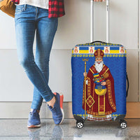 Ukraine Christmas Luggage Cover Saint Nicholas Vyshyvanka Style - Wonder Print Shop