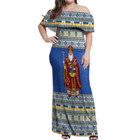 Ukraine Christmas Off Shoulder Maxi Dress Saint Nicholas Vyshyvanka Style - Wonder Print Shop