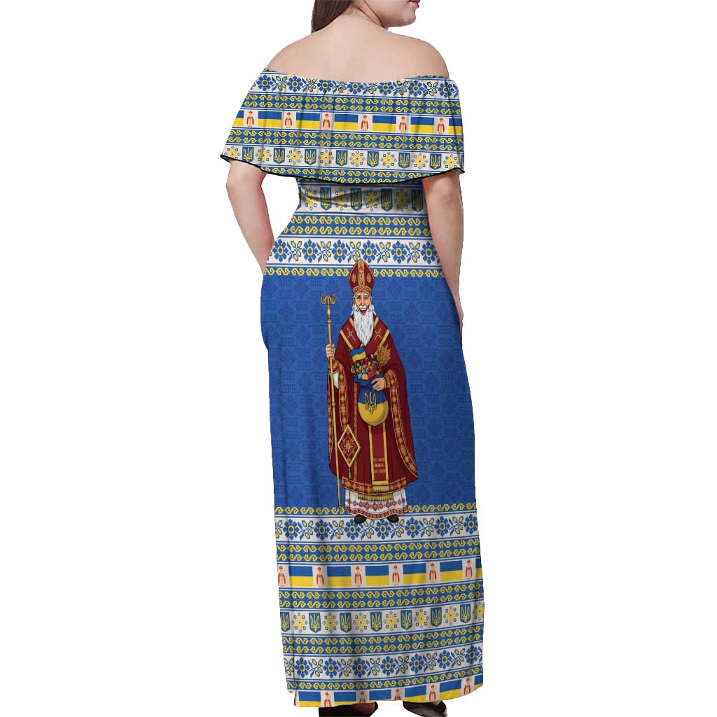 Ukraine Christmas Off Shoulder Maxi Dress Saint Nicholas Vyshyvanka Style - Wonder Print Shop