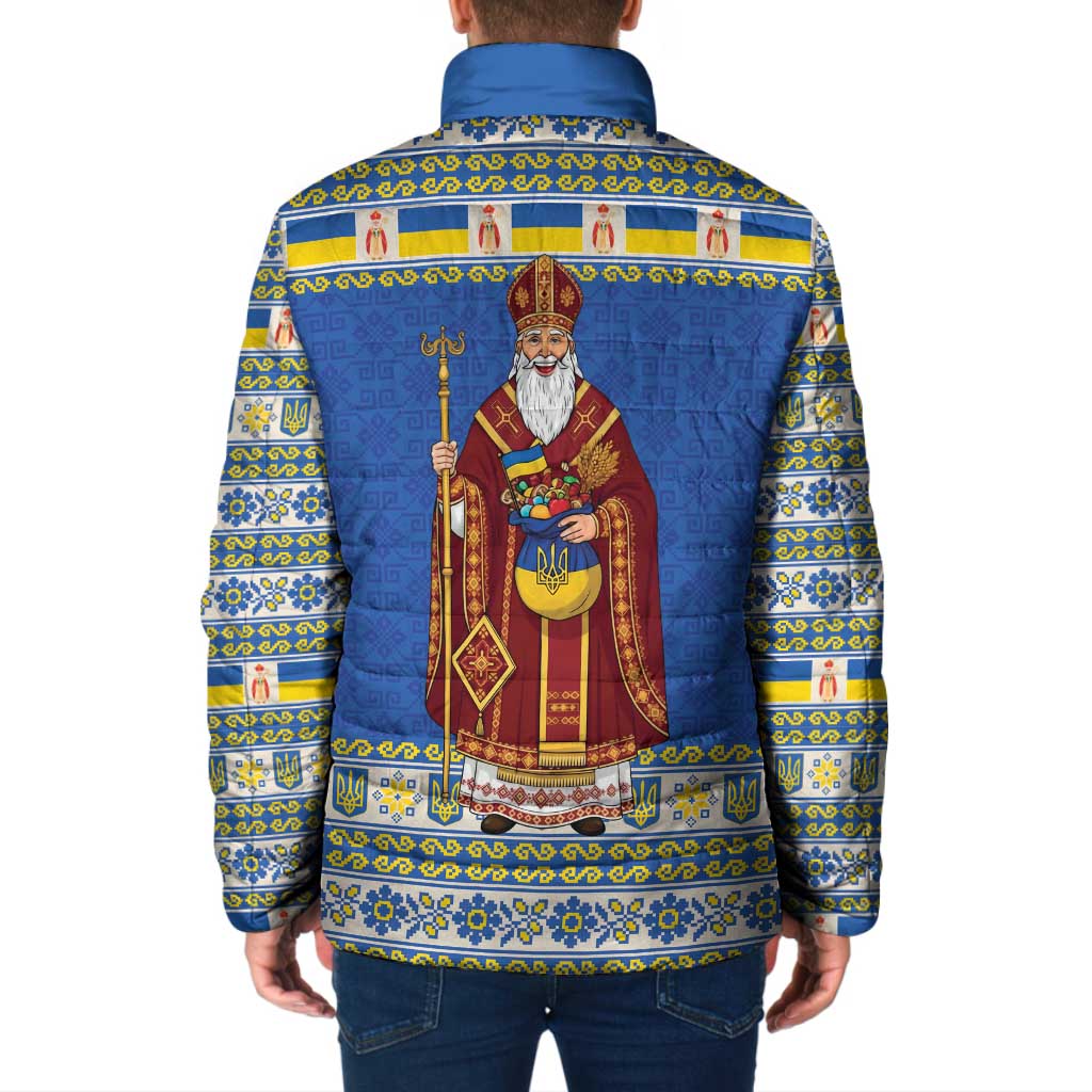 Ukraine Christmas Padded Jacket Saint Nicholas Vyshyvanka Style - Wonder Print Shop