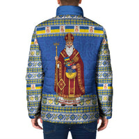 Ukraine Christmas Padded Jacket Saint Nicholas Vyshyvanka Style - Wonder Print Shop
