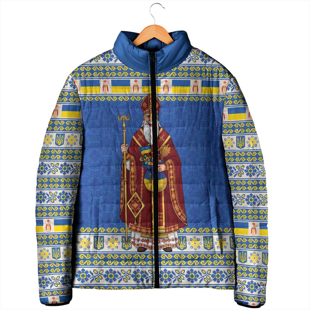 Ukraine Christmas Padded Jacket Saint Nicholas Vyshyvanka Style - Wonder Print Shop