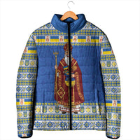 Ukraine Christmas Padded Jacket Saint Nicholas Vyshyvanka Style - Wonder Print Shop