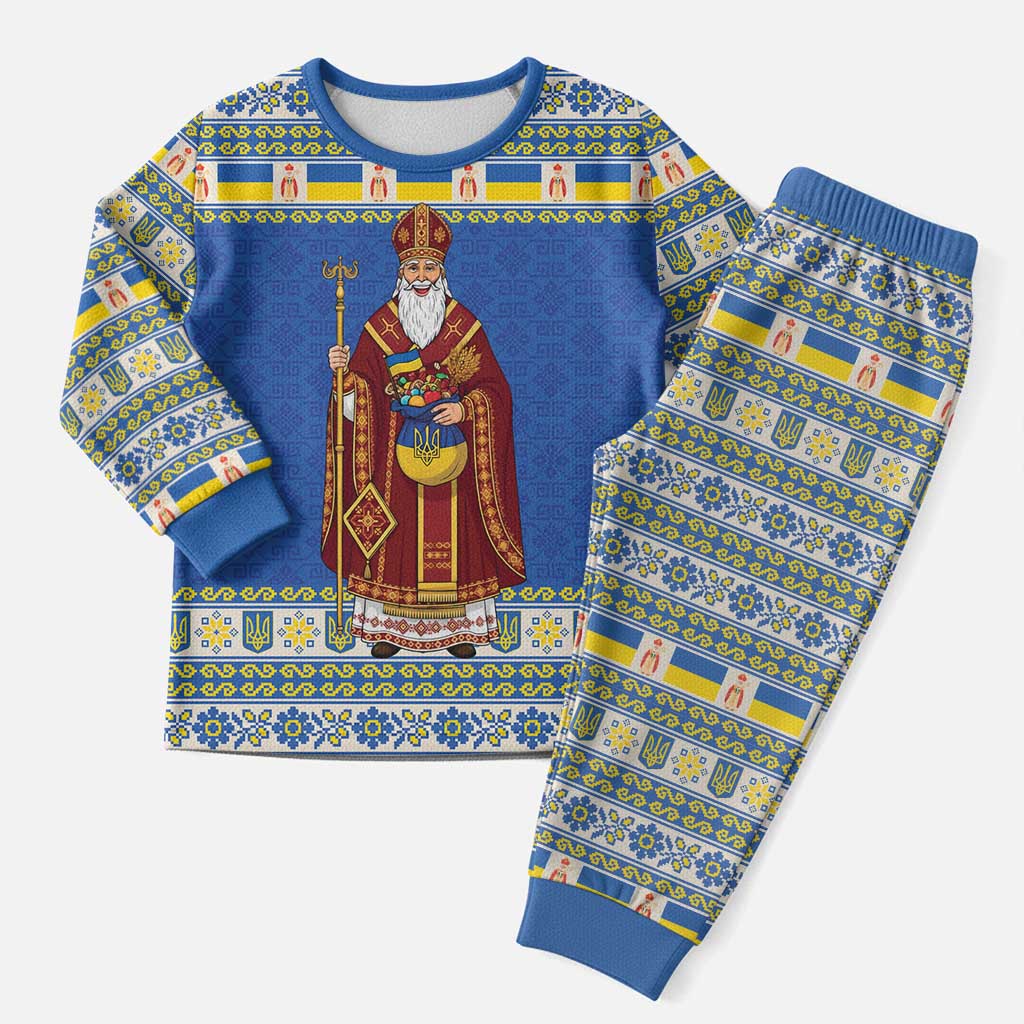 Ukraine Christmas Pajama Set Saint Nicholas Vyshyvanka Style - Wonder Print Shop