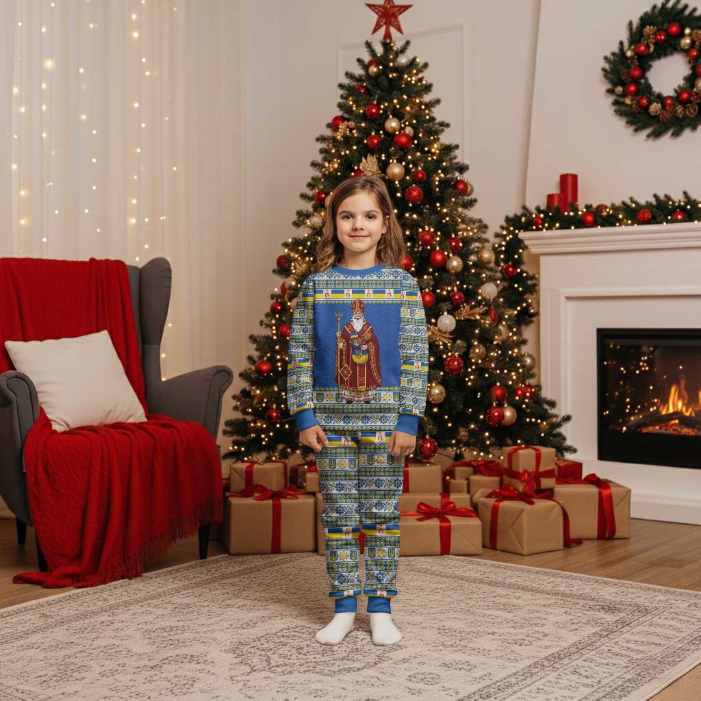 Ukraine Christmas Pajama Set Saint Nicholas Vyshyvanka Style - Wonder Print Shop