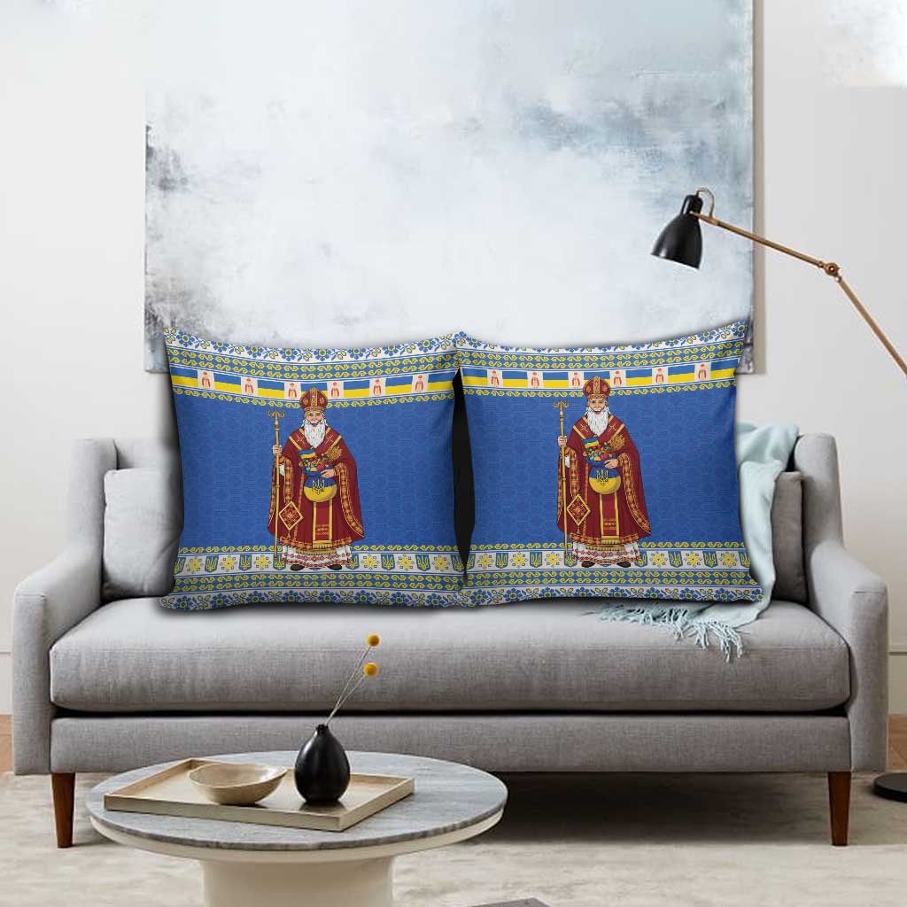 Ukraine Christmas Pillow Cover Saint Nicholas Vyshyvanka Style - Wonder Print Shop