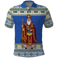 Ukraine Christmas Polo Shirt Saint Nicholas Vyshyvanka Style - Wonder Print Shop