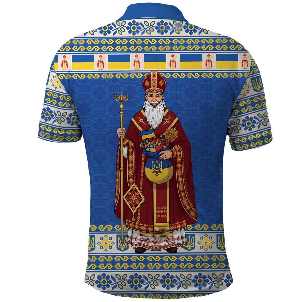 Ukraine Christmas Polo Shirt Saint Nicholas Vyshyvanka Style - Wonder Print Shop