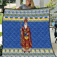 Ukraine Christmas Quilt Saint Nicholas Vyshyvanka Style - Wonder Print Shop