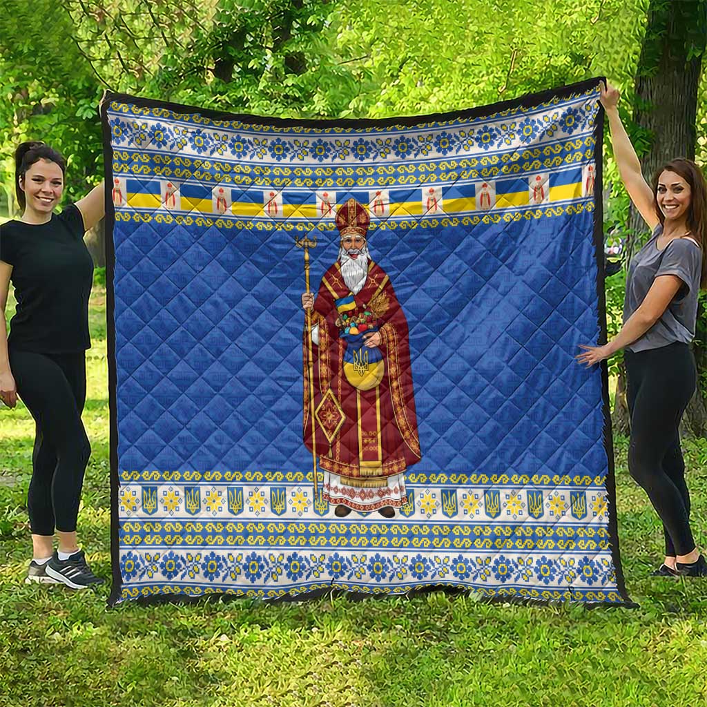 Ukraine Christmas Quilt Saint Nicholas Vyshyvanka Style - Wonder Print Shop