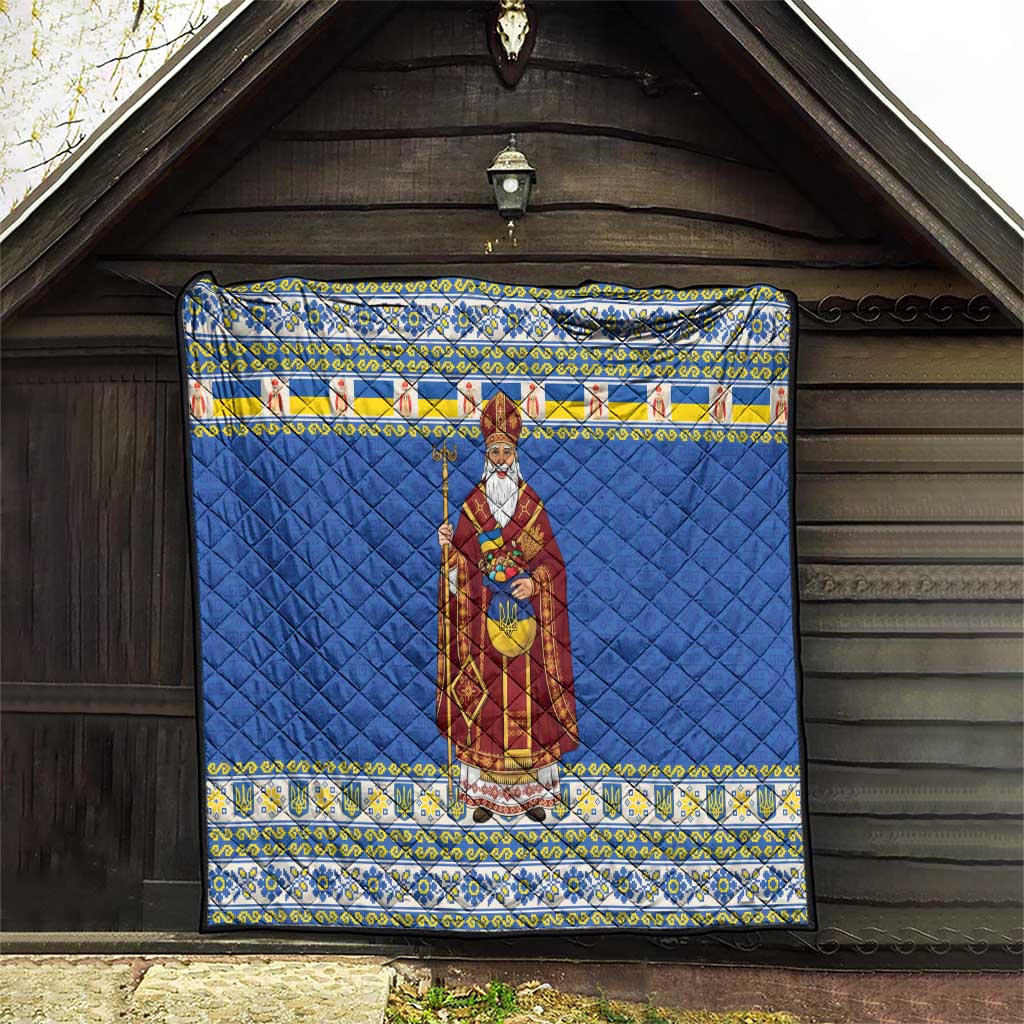 Ukraine Christmas Quilt Saint Nicholas Vyshyvanka Style - Wonder Print Shop