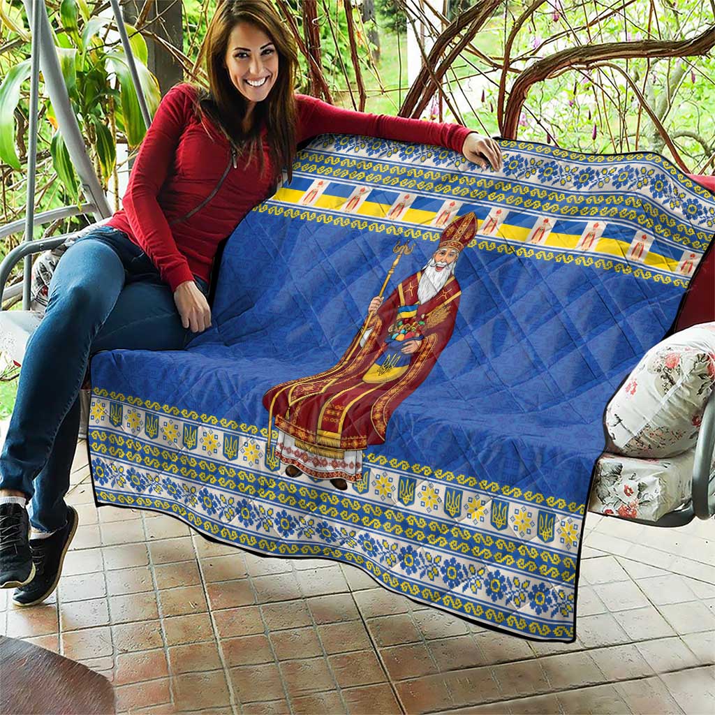 Ukraine Christmas Quilt Saint Nicholas Vyshyvanka Style - Wonder Print Shop