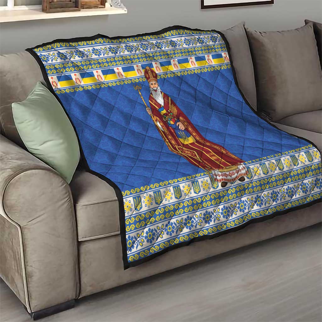 Ukraine Christmas Quilt Saint Nicholas Vyshyvanka Style - Wonder Print Shop