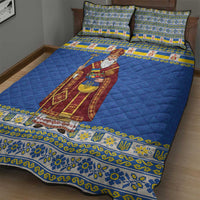 Ukraine Christmas Quilt Bed Set Saint Nicholas Vyshyvanka Style - Wonder Print Shop