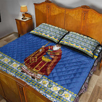 Ukraine Christmas Quilt Bed Set Saint Nicholas Vyshyvanka Style - Wonder Print Shop